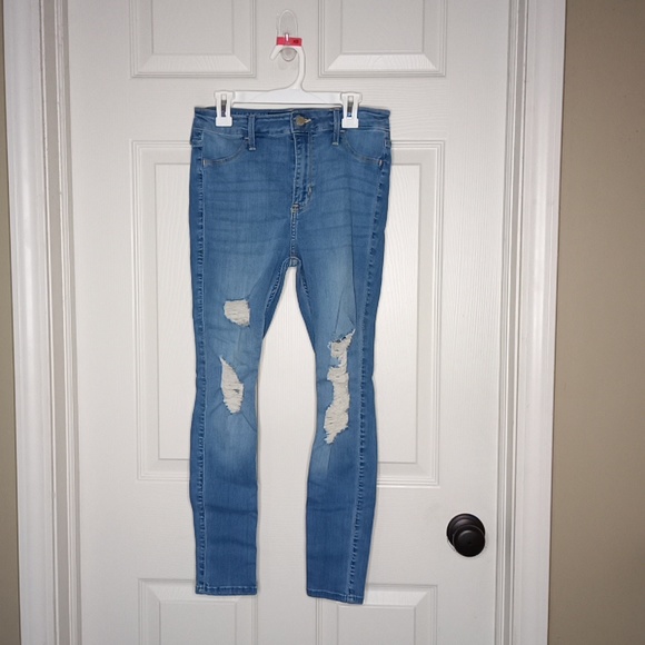 Hollister Denim - Hollister Distressed Destructed High-Rise Denim Legging Advanced Stretch…